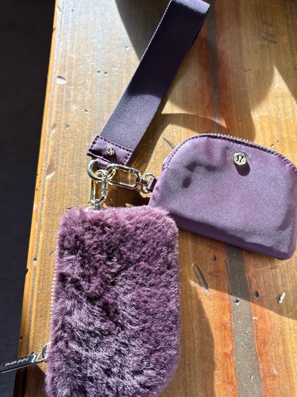 lululemon athletica Purple Faux Fur Wristlet Wallet with Coin Pouch